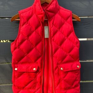 J. Crew Down Puffer Quilted red vest XXS NWT